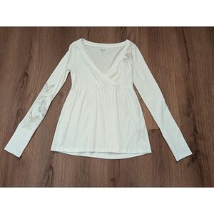 Hollister 2000s Y2K White Butterfly Baby Doll Long Sleeve Top Size M